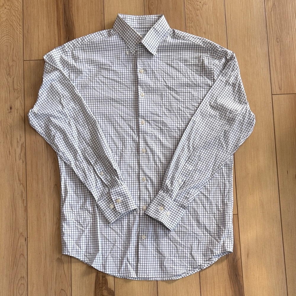 Peter Millar Summer Comfort AAG 1995 Checkered Dress Shirt - White and Navy